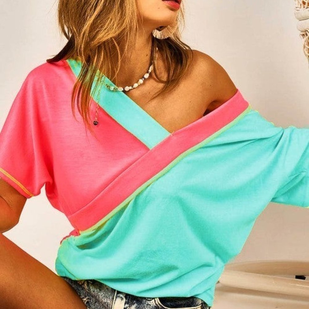 Bibi Color Block V Neck
